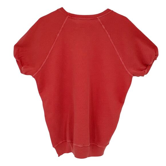 The GREAT. The Short Sleeve Puff Sweatshirt. Washed Red - Picture 2 of 9